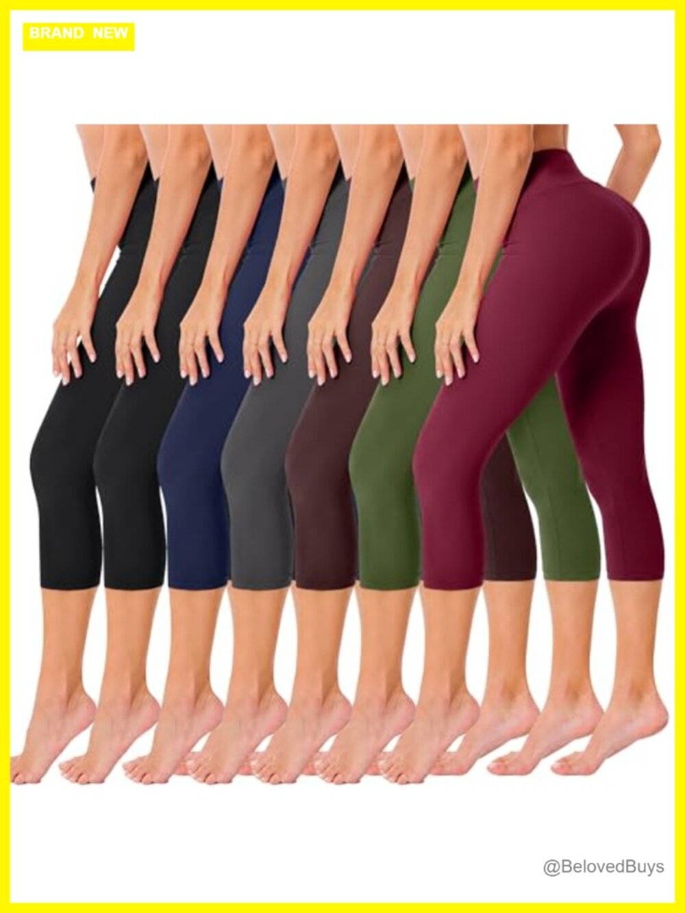 High Waisted Capri Leggings 7 Pack Buttery Soft Stretch Yoga Lounge